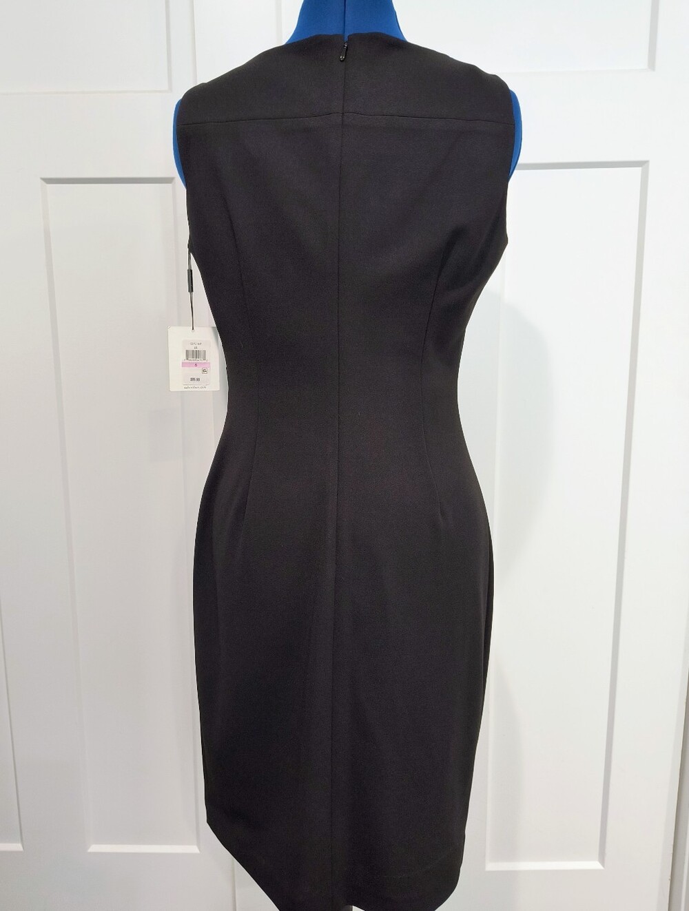 NWT Calvin Klein Black Sleeveless Sheath Midi Dress - Picture 2 of 10